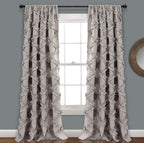 Lush Decor, Gray Ruffle Diamond Curtains Textured Window Panel Set for Living, Dining Room, Bedroom (Pair), 84â€ x 54, 2 Count
