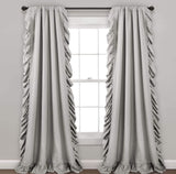 Lush Decor Reyna Ruffle Window Curtain Panel Set, Pair, 54" W x 95" L, Light Gray - Flowy Curtain - Romantic Ruffle Curtains for Bedroom, Living...
