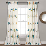 Lush Decor Rowley Birds Room Darkening Curtains, Set for Living Room, Dining Room, Bedroom (Pair), 52" W x 84" L