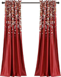 Lush Decor Weeping Flower Light Filtering Window Curtain Panels, Pair, 52"W x 84"L + 2" Header, Red - Charming Modern Floral Curtains for Living Room, Dining Room, & Bedroom
