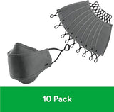 3M Daily Face Mask, Reusable, Washable, Adjustable Ear Loops, Lightweight Cotton Fabric, 10 Pack, Gray