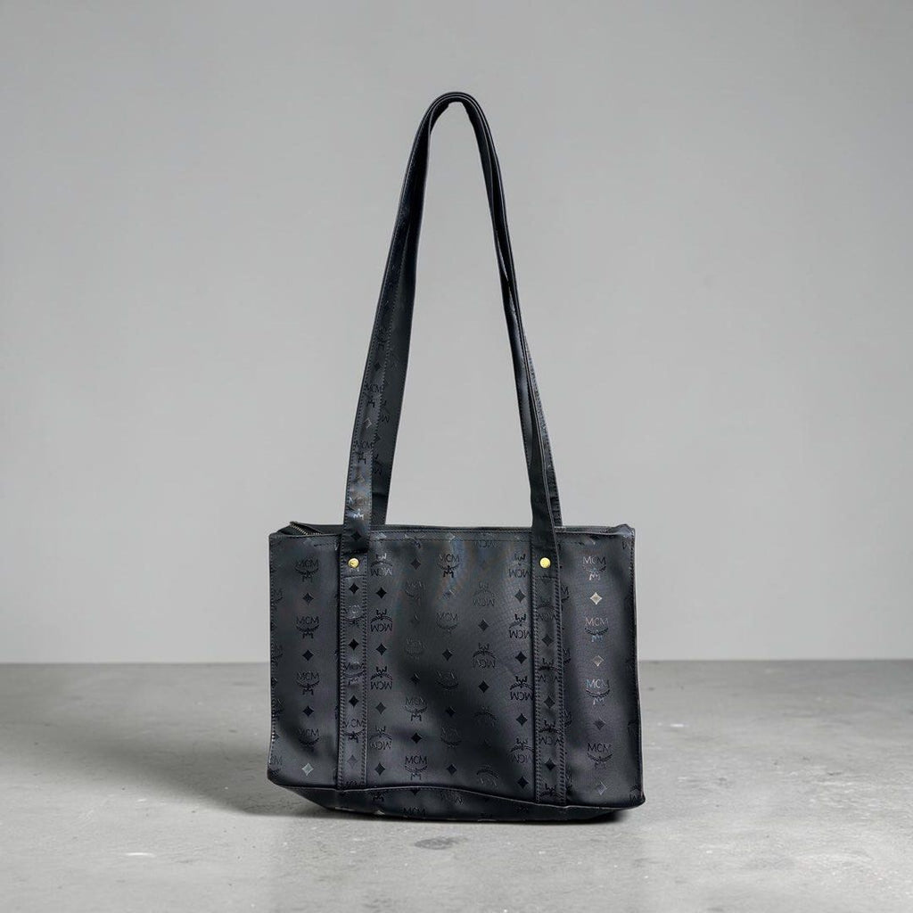 MCM Visetos Shopper Tote Bag – Black