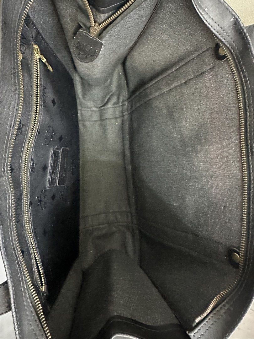 MCM Visetos Shopper Tote Bag – Black