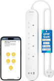 Meross Smart Power Strip, 65W Fast Charger, 2 USB C + 1 USB A, WiFi Plug with 2 PD Ports, Support Apple HomeKit, Alexa, Google Home, 2.4GHz Only