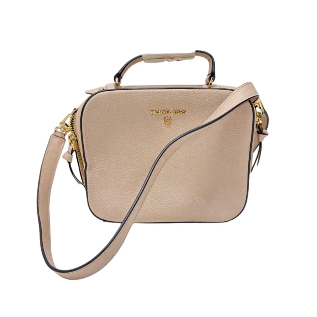 Michael Kors Jet Set Pebbled Leather Crossbody Bag, Beige