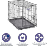 MidWest iCrate 30" Folding Metal Dog Crate w/Divider Panel, Floor Protecting "Roller" Feet & Leak-Proof Plastic Tray; 30L x 19W x 21H Inches, Medium Dog Breed