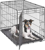 MidWest iCrate 30" Folding Metal Dog Crate w/Divider Panel, Floor Protecting "Roller" Feet & Leak-Proof Plastic Tray; 30L x 19W x 21H Inches, Medium Dog Breed