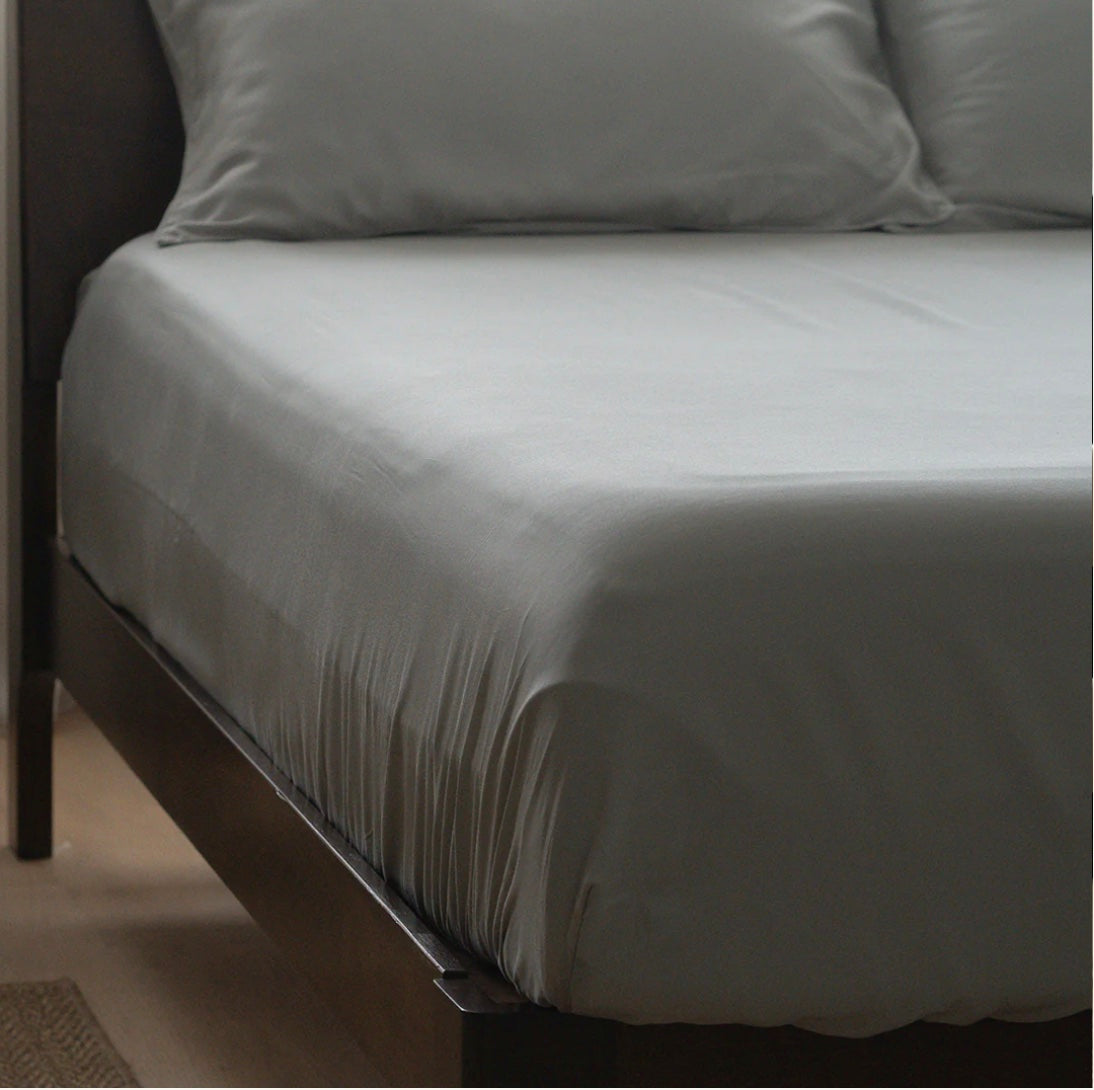 Weavve Home Lyocell Fitted Sheet Super Single Size Mist Grey Main image