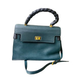 MIU MIU Goatskin Madras Click Top Handle Petrolio Black