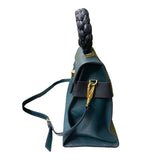 MIU MIU Goatskin Madras Click Top Handle Petrolio Black