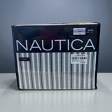 Nautica - King Sheets, Cotton Percale Bedding Set, Casual Bedding Set (Coleridge Stripe Charcoal, King)
