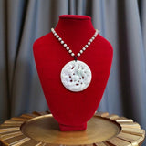 Jade like Stone Necklace Flower  design