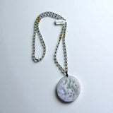 Jade like Stone Necklace Flower  design