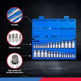 Neiko 10288A Allen Hex Bit Socket Set, 32 Piece SAE and Metric Allen Socket Set, Allen Head Hex Key Socket Set Made with S2 Steel