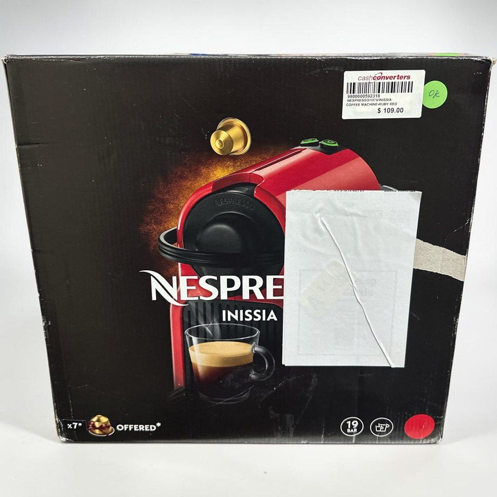 Nespresso Inissia Coffee Machine Ruby Red