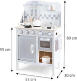 New Classic Toys White Wooden Pretend Play Toy Kitchen for Kids with Role Play Bon Appetit Included Accesoires