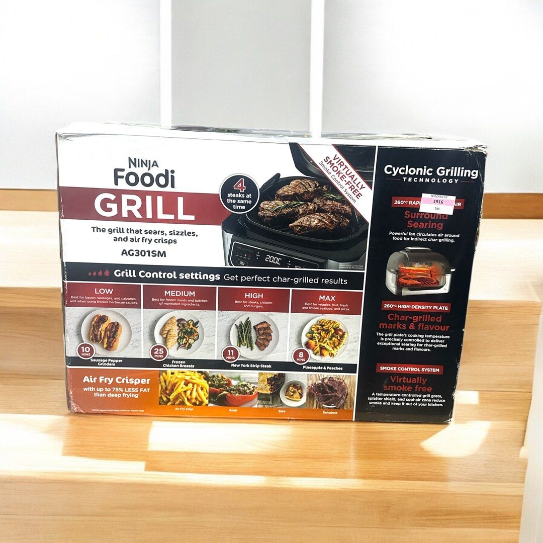 Ninja Foodi 5 in 1 Indoor Electric Grill with Air Fry, Roast, Bake & Dehydrate, Ninja Grill, Smokefree Airgrill - Ninja AG301