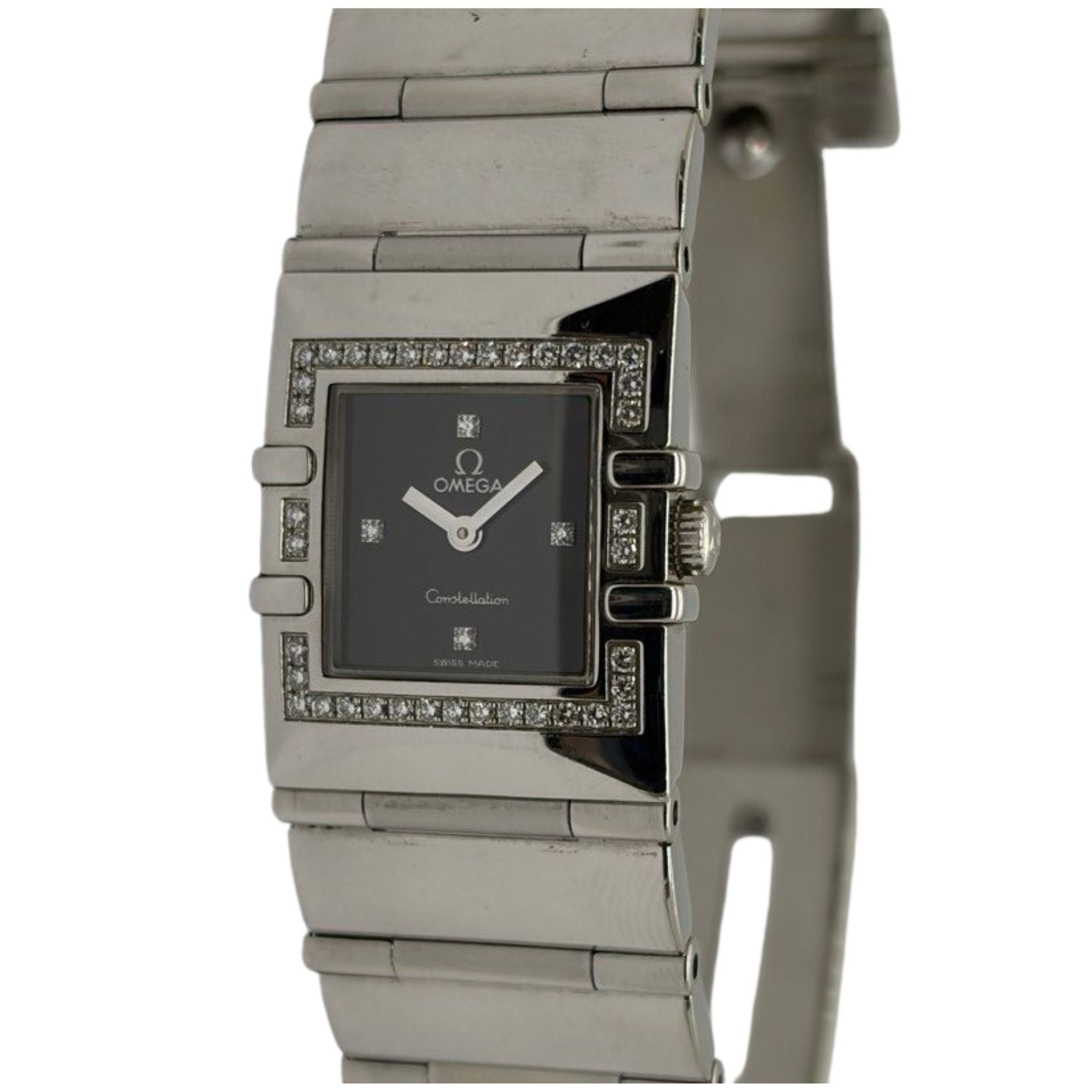 Omega Constellation Quadra 19mm Quartz Diamond Bezel Steel Watch