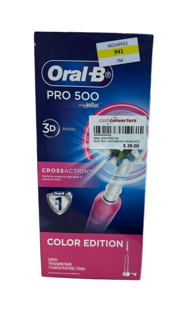 OralB Cross Action PRO 500 Edition Electric Toothbrush Pink