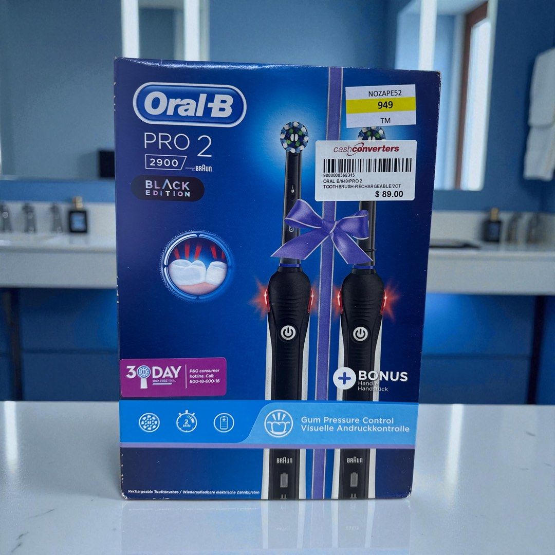 Oral-B Pro 2 2900 Black Edition Rechargeable Toothbrushes, 2 count