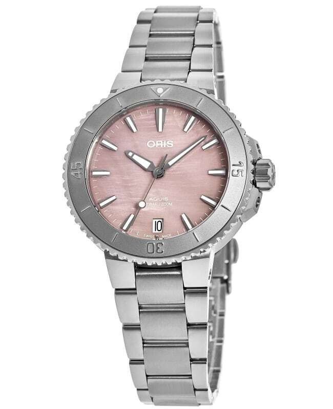 Oris Aquis Date 36.5mm Unisex Automatic Pink Dial Watch 01 733 7770 4158 Main image