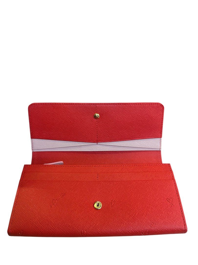 Paul Smith Red Heart Print Leather Wallet (H9 x L19 cm)