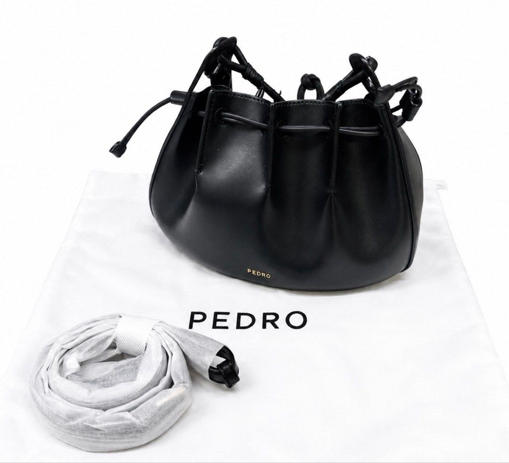 Pedro Black Drawstring Bucket Bag