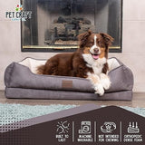 Pet Craft Supply Premium Orthopedic Lounger Dog Bed Sofa Style Couch Removable Washable Cover Joint Arthritis Relief Bolster Headrest Pet Bed for Small Dogs Medium Large Breed Dogs, Cream (8729)
