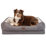 Pet Craft Supply Premium Orthopedic Lounger Dog Bed Sofa Style Couch Removable Washable Cover Joint Arthritis Relief Bolster Headrest Pet Bed for Small Dogs Medium Large Breed Dogs, Cream (8729)
