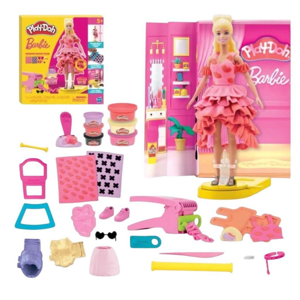 Play-Doh Barbie Designer Fashion Show Set, Make Doll Clothes with 21 Fashion Accessories & Modeling Compound, Arts & Crafts for Girls & Boys 5+, Pretend Play Toy, Christmas Gifts