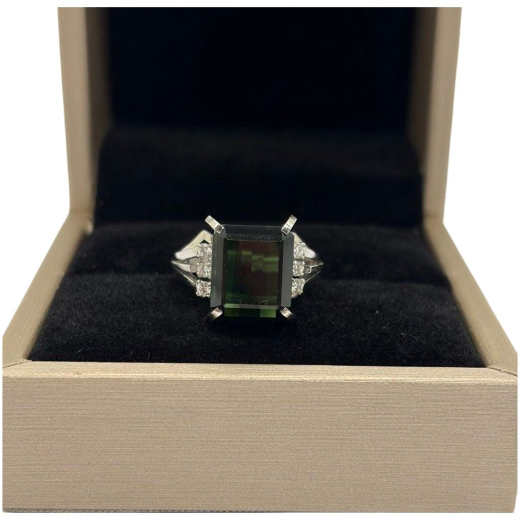 PM900 Natural Green Tourmaline & Diamond Ring