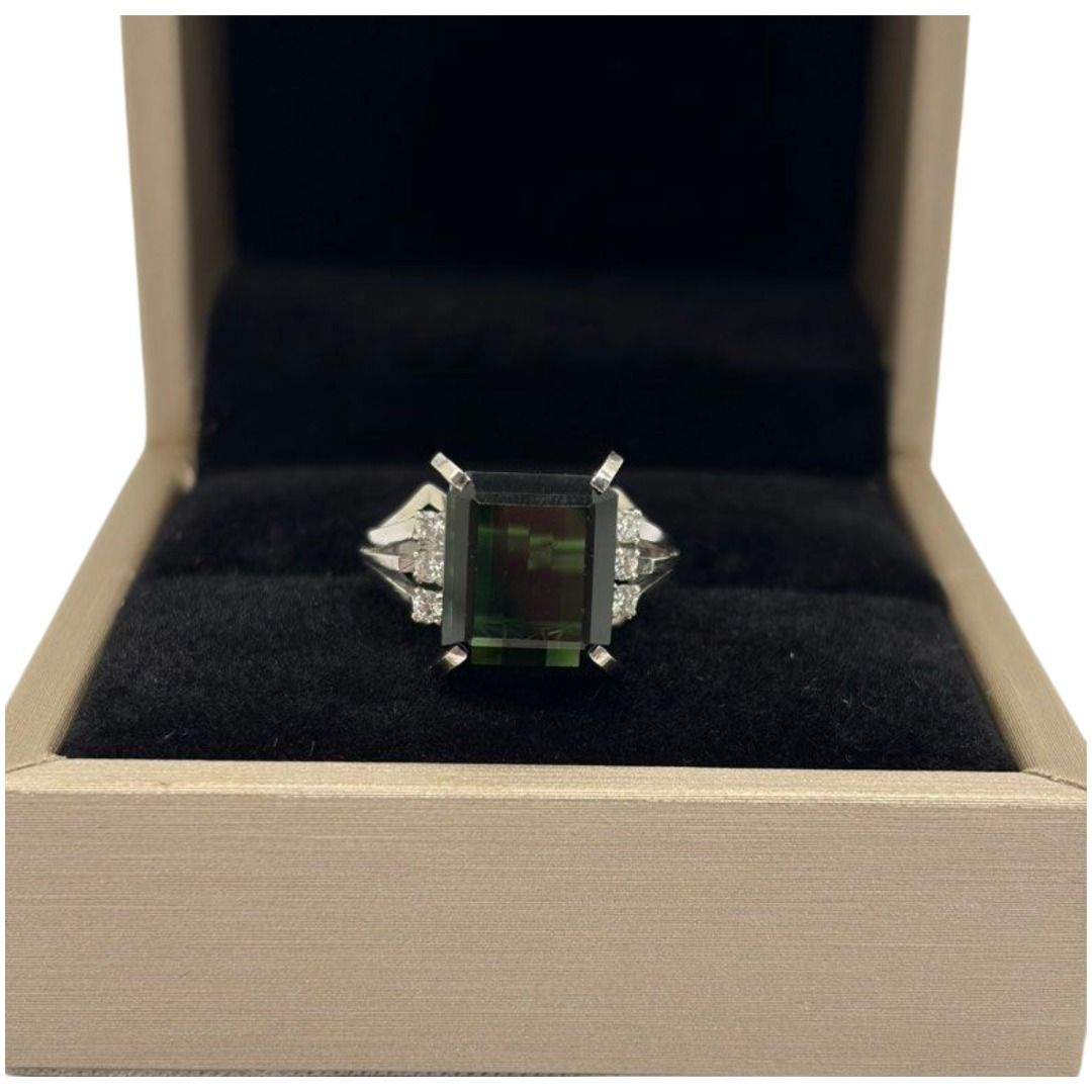 PM900 Natural Green Tourmaline & Diamond Ring