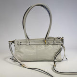 Prada Glossy Calfskin Triangle Medium Bonnie Shoulder Bag White