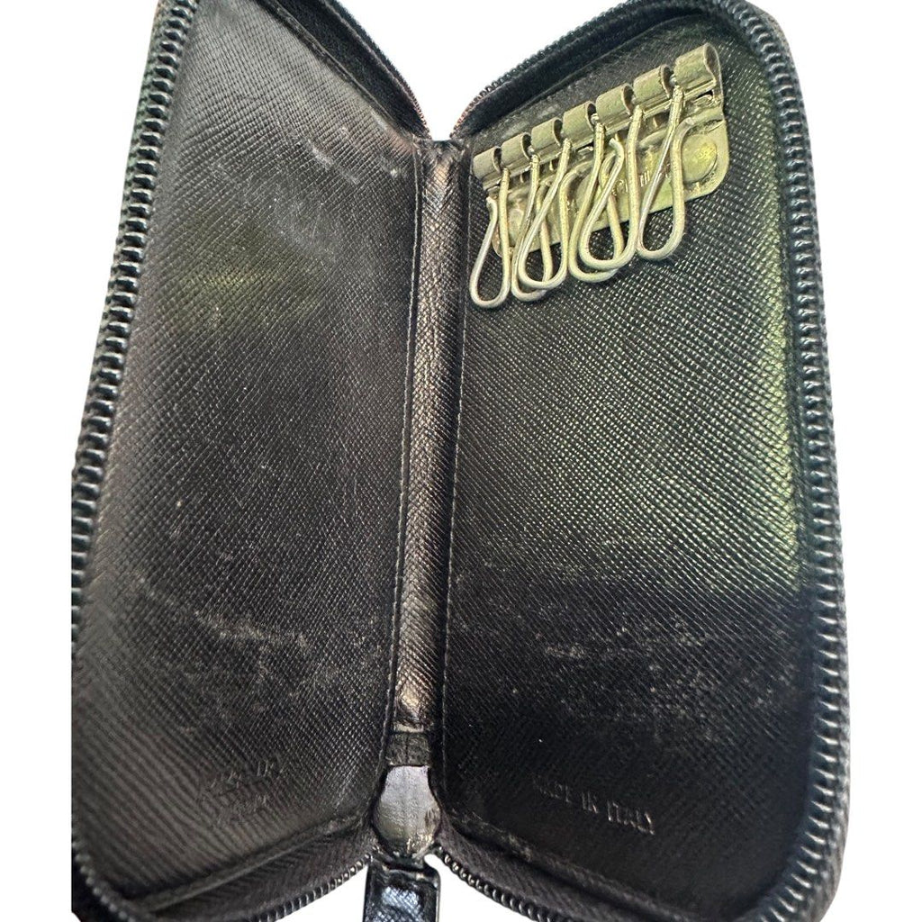 Prada Saffiano Leather Zip Key Case – Black