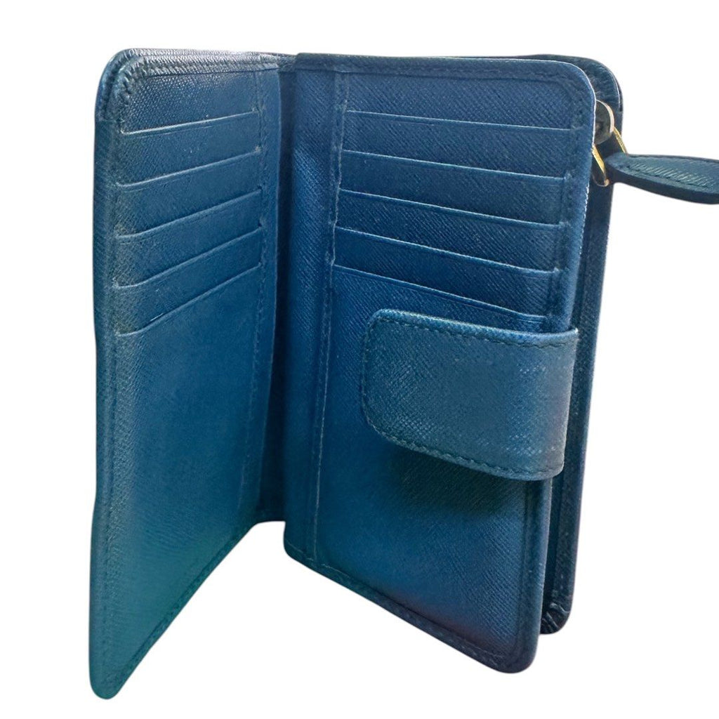 Prada Saffiano Leather Zip-Around Wallet – Blue