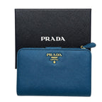 Prada Saffiano Leather Zip-Around Wallet – Blue