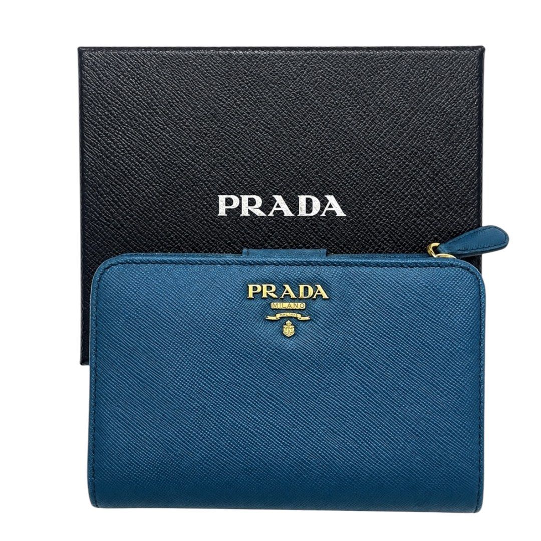 Prada Saffiano Leather Zip-Around Wallet – Blue