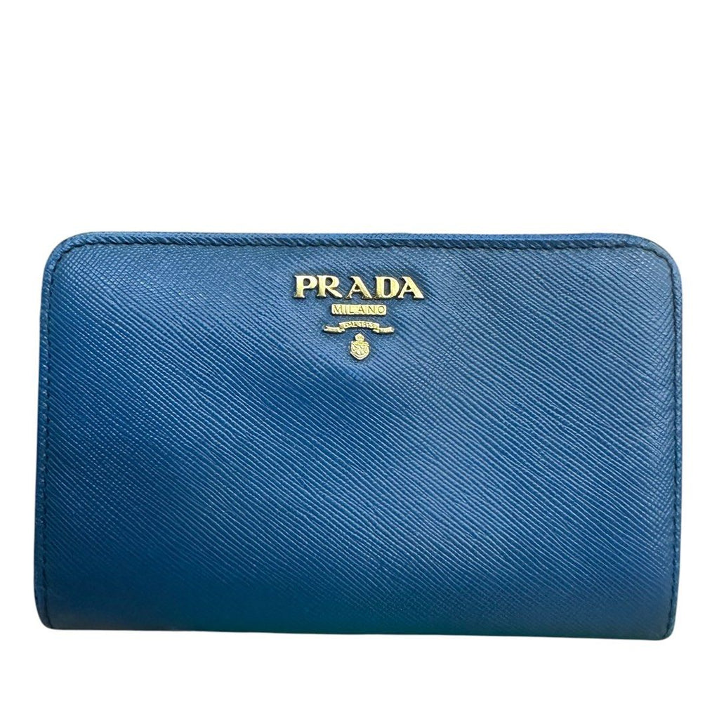 Prada Saffiano Leather Zip-Around Wallet – Blue