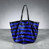 Prada Blue and Black Sequin Tote Bag