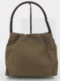 Prada Bag Green Nylon Brown Handle