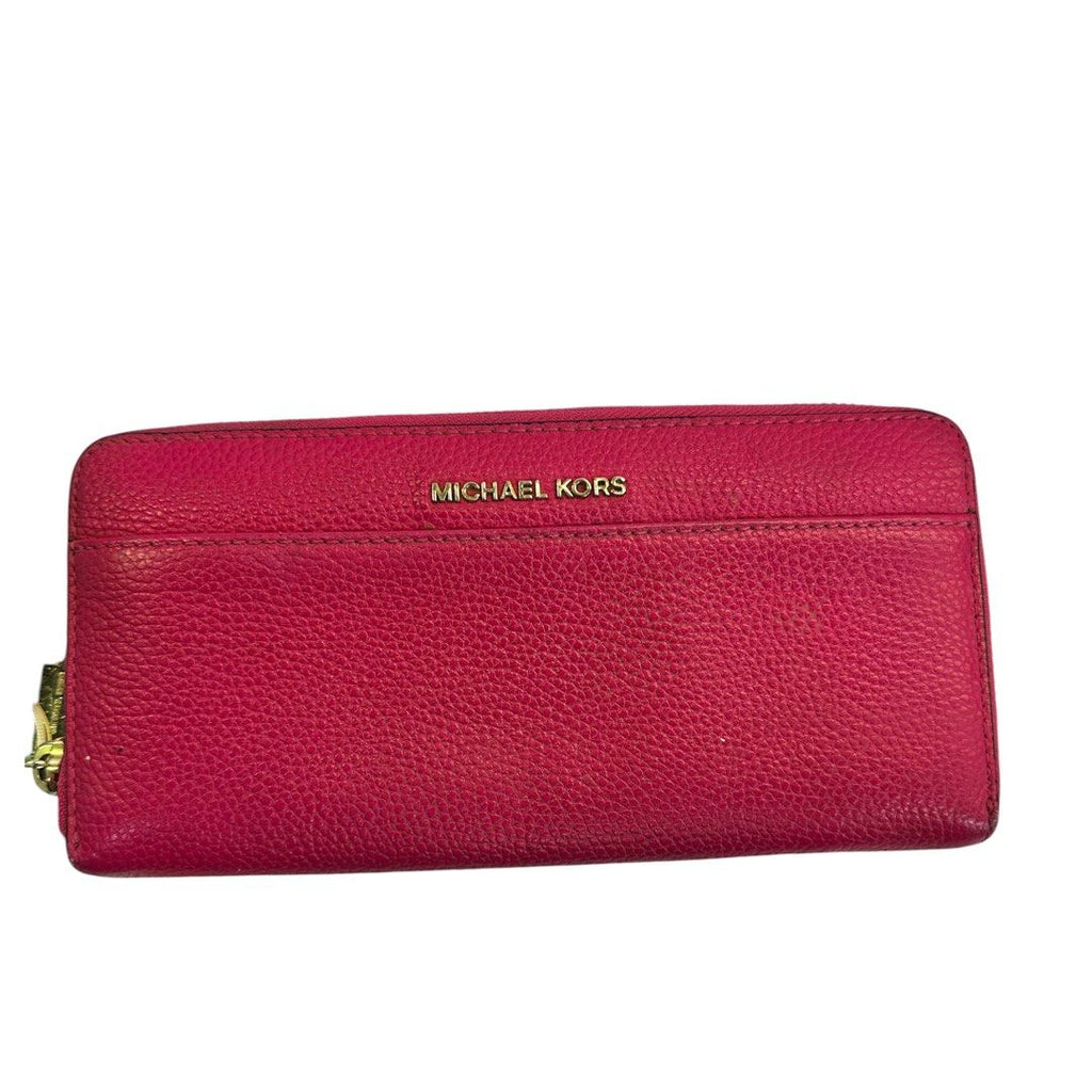Michael Kors Pebbled Leather Zip-Around Wallet – Red