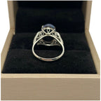 PT850 Natural Black Opal & Diamond Ladies Ring