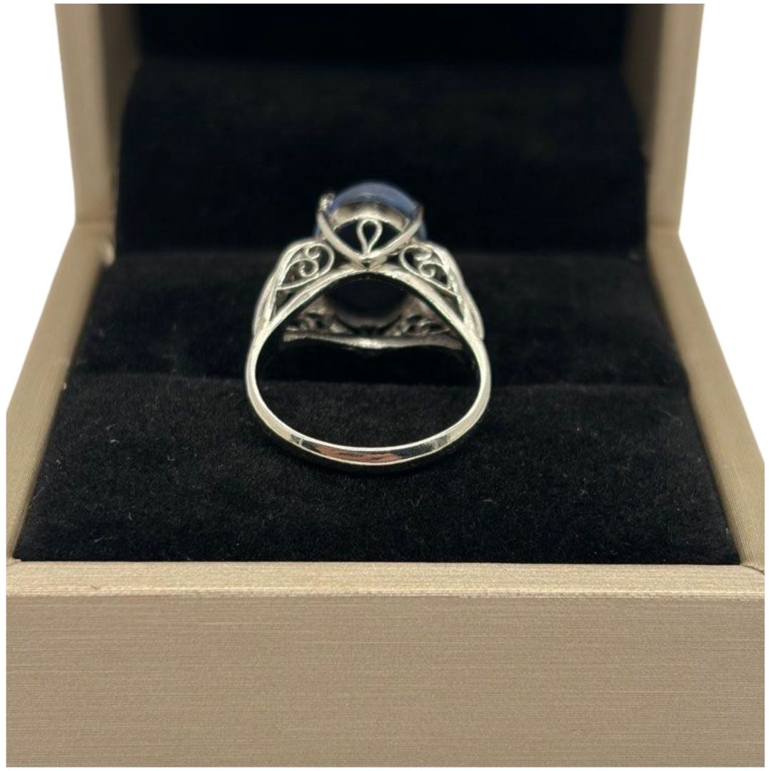 PT850 Natural Black Opal & Diamond Ladies Ring