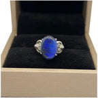 PT850 Natural Black Opal & Diamond Ladies Ring
