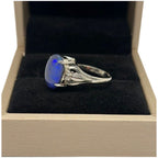 PT850 Natural Black Opal & Diamond Ladies Ring