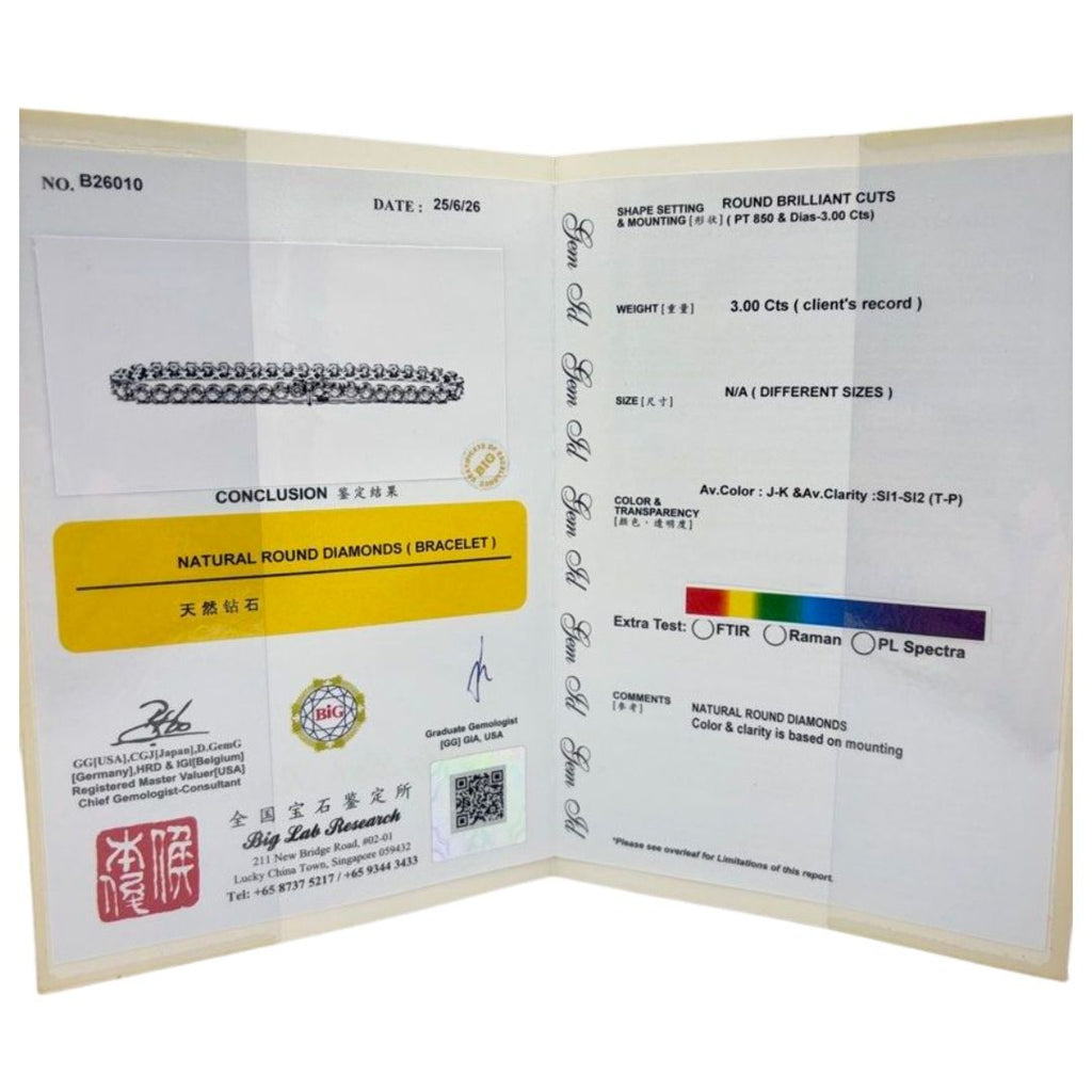 PT850 Natural Diamond Tennis Bracelet