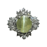 PT900 Chrysoberyl Cat's Eye, Diamond Ring