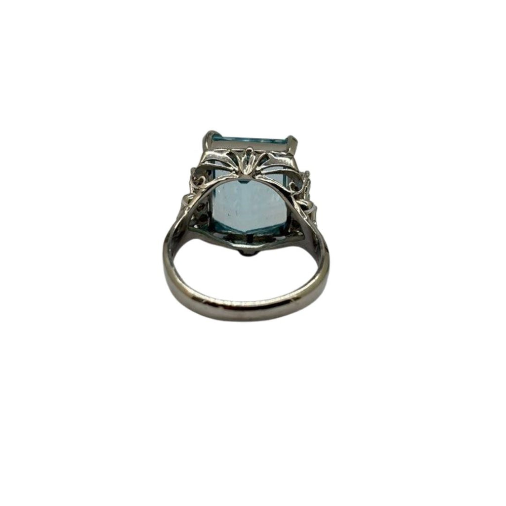 PT900 Natural Aquamarine & Diamond Ring