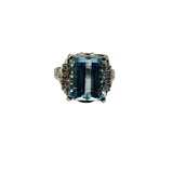 PT900 Natural Aquamarine & Diamond Ring