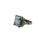 PT900 Natural Aquamarine & Diamond Ring